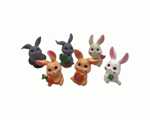 Набор игрушек для купания  6шт Кролики резиновые в сетке (301 318)
