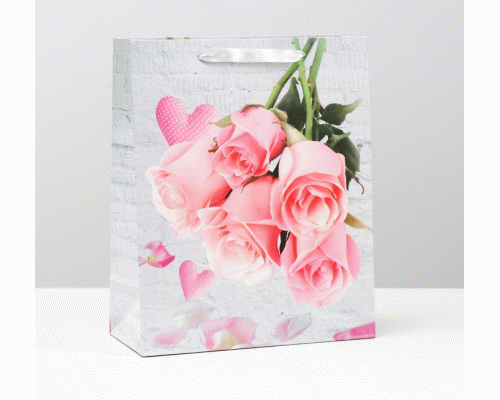 Пакет подарочный ламинированный 26х32х12см Букет роз (302 278)