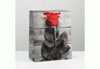 Пакет подарочный ламинированный 26х32х12см Красная роза (302 280)