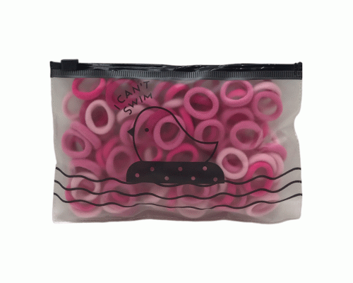 Набор резинок для волос 100шт розовые в zip-сумочке (303 089)