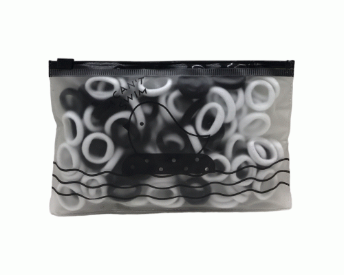 Набор резинок для волос 100шт черные/белые в zip-сумочке (303 090)