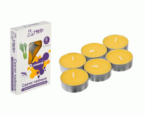 Свечи чайные от комаров Help 6шт c ароматом цитронеллы (304 298)
