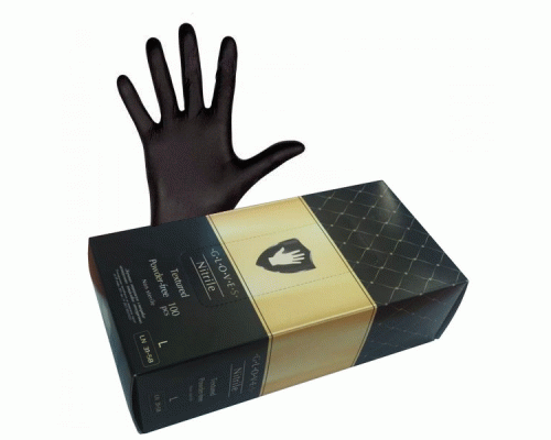 Перчатки нитриловые Safe&Care L черные 100шт (229 940)