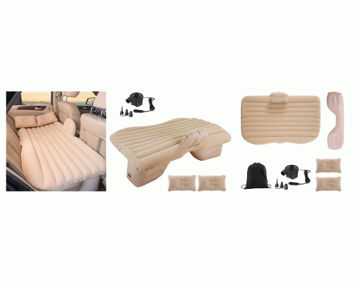 Матрас-кровать надувной в авто на заднее сиденье 135*75*45см флок, 2 подушки, насос (305 583)