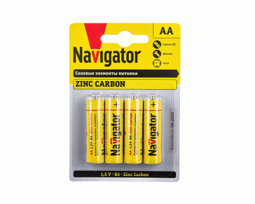 Батарейки солевые АА R6 Navigator на блистере /4/48/240/ (305 821)