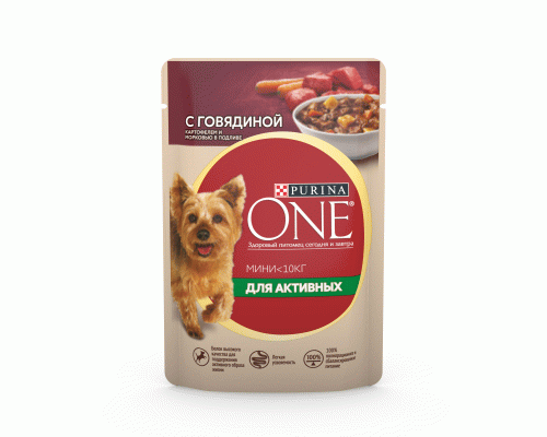 Purina ONE Mini 85г для активных собак с говядиной (297 264)