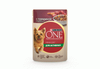 Purina ONE Mini 85г для активных собак с говядиной (297 264)