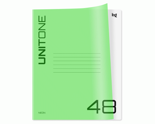 Тетрадь 48л кл. BG UniTone. Neon неон салатовый, пластиковая обложка /Т5ск48_пл 12471/ (307 295)