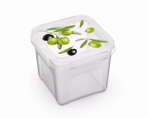 Контейнер для СВЧ 0,9л квадратный Fresh олива (308 109)