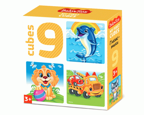 Кубики  9шт Глазастики без обклейки Baby Toys (308 436)