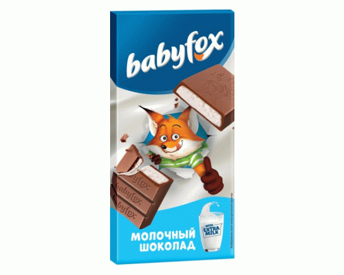 Шоколад молочный Baby Fox тонкая плитка 90г (309 020)