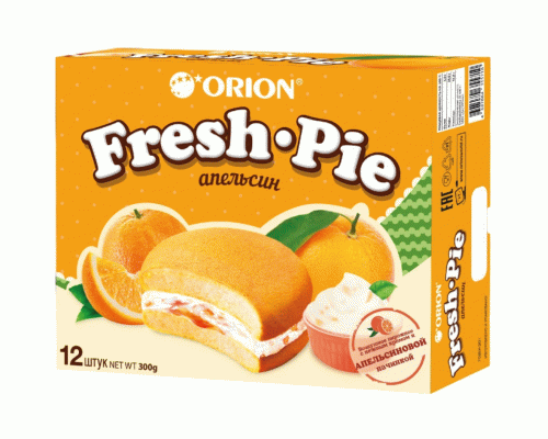 Печенье Оrion Fresh Pie 12шт 25г апельсин (309 633)