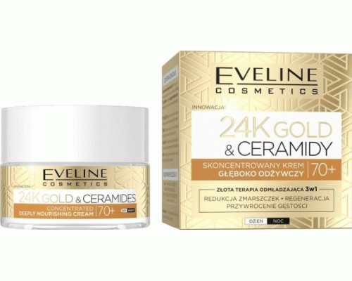 Крем для лица Eveline 24K Gold&Ceramides 50мл концентрированный глубоко питательный 70+ (309 823)