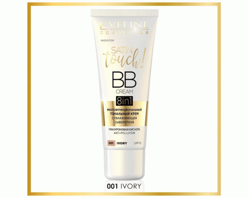 Тональный крем Eveline Satin Touch Bb Cream 8в 1 с увлажняющей сывороткой 30мл т.001 слоновая кость (309 973)