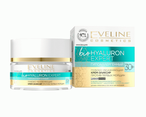 Крем-эликсир для лица Eveline Bio Hyaluron Expert 50мл против первых морщин 30+ (309 978)