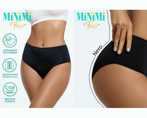 Трусы женские MINIMI Fresh Slip Midi PA со средним бочком Nero (черный, 44 S) (308 585)