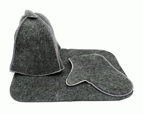 Набор для бани Classic gray (шапка, коврик, рукавица) Бацькина баня (310 511)