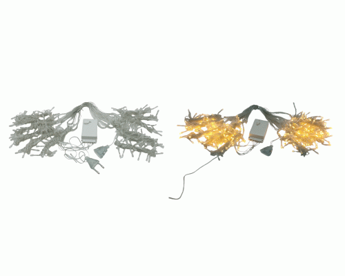 Гирлянда-занавес 200 ламп  2*2м теплый белый, прозрачный провод (311 027)