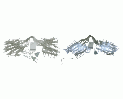 Гирлянда-занавес 200 ламп  2*2м холодный белый, прозрачный провод (311 026)