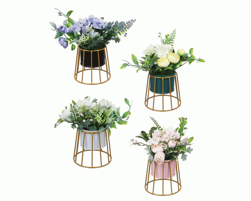 LADECOR Цветочная композиция в металлическом кашпо, 4 цвета, 11х21 см, арт 1 (268 367)