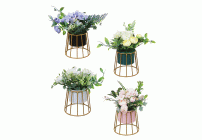 LADECOR Цветочная композиция в металлическом кашпо, 4 цвета, 11х21 см, арт 1 (268 367)