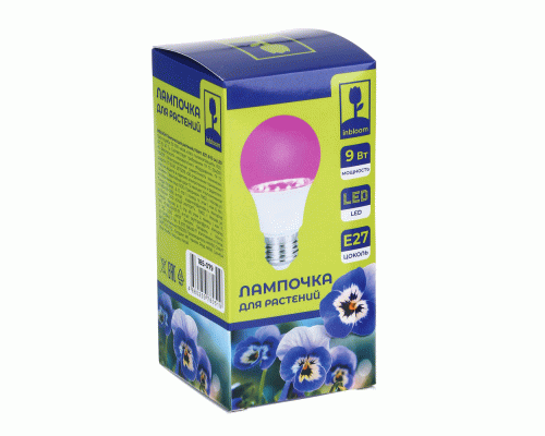 INBLOOM Лампочка для растений, 9 Ватт, Е27, 6х12см, LED (285 525)