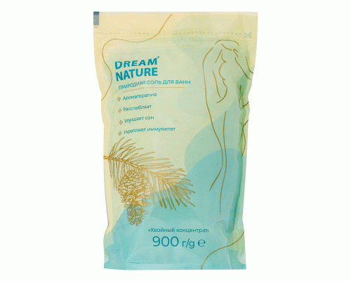 Соль для ванн DREAM NATURE Хвойный концентрат, пакет,  900г (303 659)