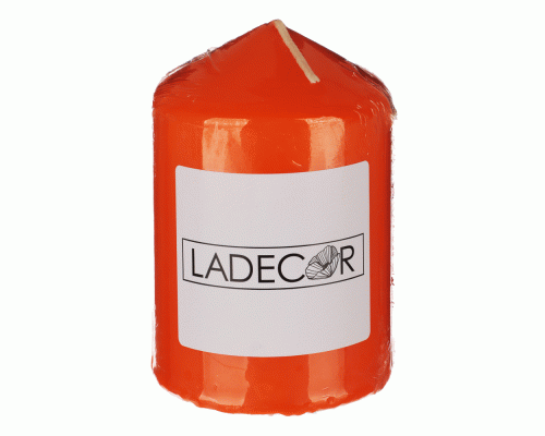 LADECOR Свеча пеньковая, 7х10 см, парафин, цвет оранжевый (295 132)