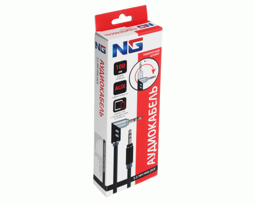 NG Кабель 3.5мм mini Jack-mini Jack, 1м, оплетка TPE, поворотный штекер, пластик (297 915)