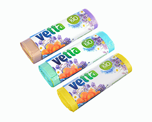 Мешки для мусора Vetta  60л/10шт 14мкм био с завязками микс (231 287)