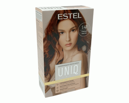 ESTEL UNIQ SENSE Ухаживающая краска-блеск без аммиака 165мл  5/47 светлый шатен медно-коричневый (312 118)