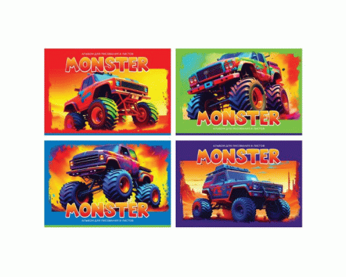 Альбом для рисования  8л. на скрепке BG Monster /АР4ск8 10947/ (312 667)
