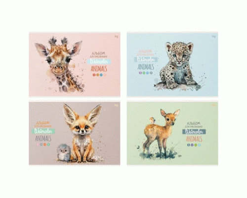 Альбом для рисования  8л. на скрепке BG Animals /АР4ск8 10918/ (312 665)