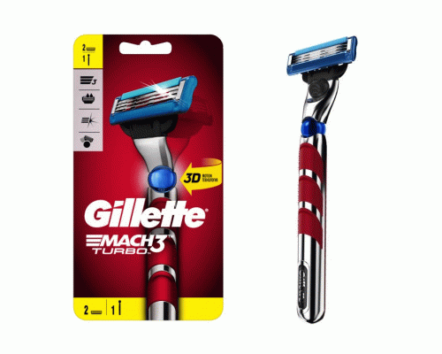 Станок для бритья Gillette Mach3 Turbo 3D Red 2 сменные кассеты (313 449)