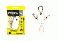 Кабель-брелок USB-micro USB 1А в кожанной оплетке с кольцом Forza (212 882)