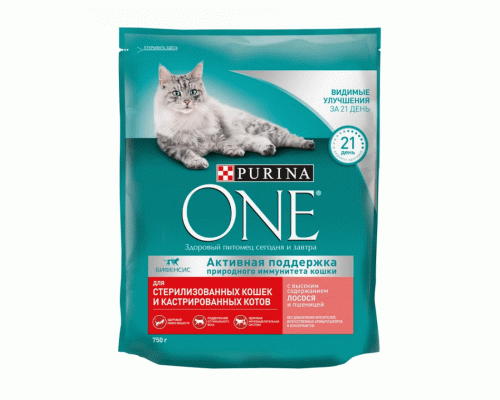 Purina One 750г для стерилизованных котов и кошек с лососем  и пшеницей (289 271)