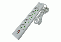 Удлинитель 1,8м 5гн  2USB, 1 Type-C белый /2566/ (313 204)