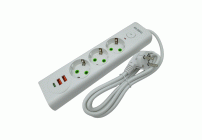 Удлинитель 1,8м  3гн  2USB, 1 Type-C белый /2564/ (313 202)