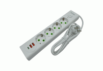 Удлинитель 1,8м 4гн  2USB, 1 Type-C белый /2565/ (313 203)