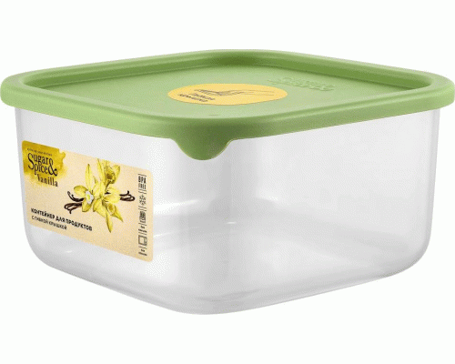 Контейнер для продуктов 0,8л с гибкой крышкой, квадратный Sugar&Spice Vanilla фисташка (316 115)