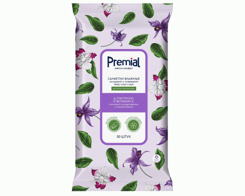 Салфетки влажные Premial La Fleur  50шт с экстрактом орхидеи (319 087)