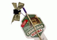 Игрушка для кошек дразнилка Сибирская кошка. Удочка Бантик с мехом и погремушкой (319 430)